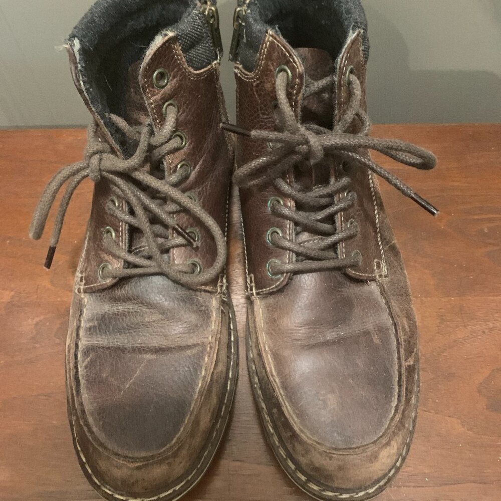 Four Brothers Men's Brown Airfield Pebble Leather Zip Boots Shoes Size 10 EUC